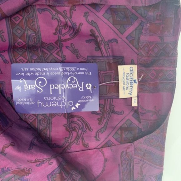 Alchemy Recycled Sari Purple Silk Kimono NEW - Picture 3 of 3